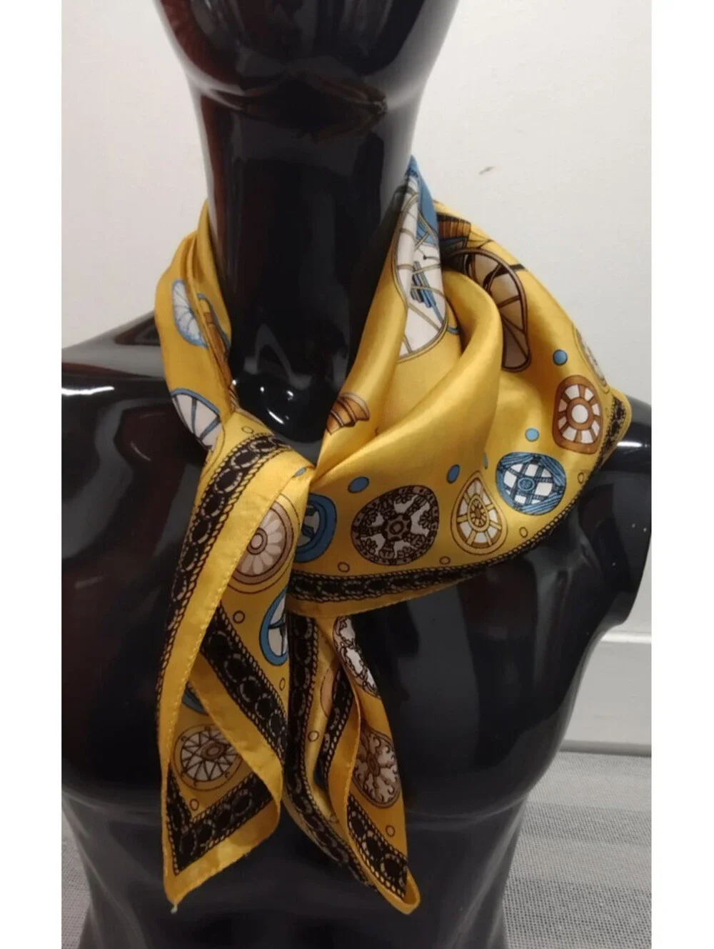Vintage 1960s Carriages Scarf Lilly D'or Dandy Mustard Victorian Acetate ITALY